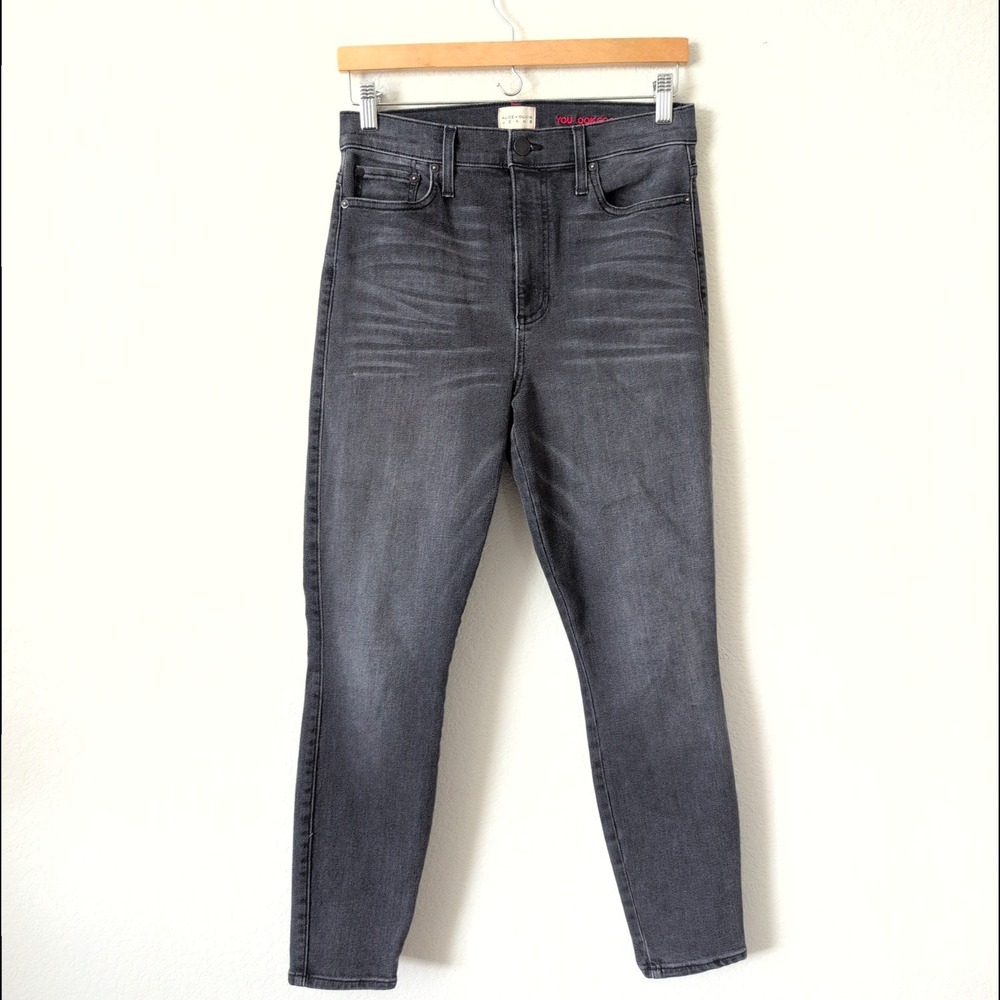 Alice +‎ Olivia Good HR Ankle Skinny Jeans Rogue Grey High Rise Size 29 Denim